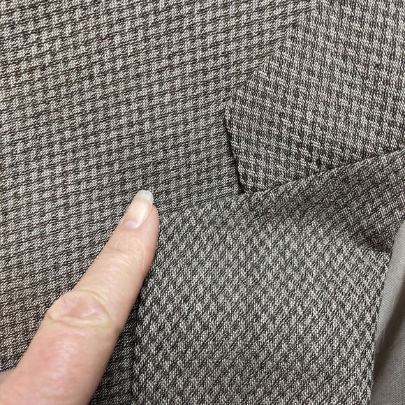 Mani Giorgio Armani Blazer Jacket Mens 44 Tan Micro Argyle Wool Blend 2 Button - Picture 15 of 16